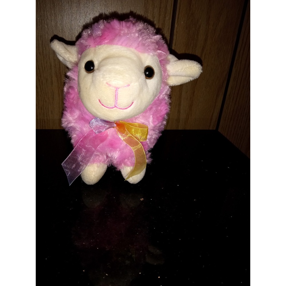 Dollar General Pink Lamb‎ Easter Plush Soft EUC 7 Inches Long 6 In Tall